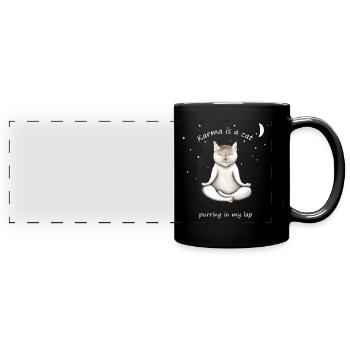 LE KARMA EST UN CHAT QUI RONRONNE SUR MES GENOUX - Mug panoramique uni - noir - Devant