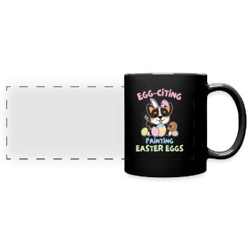 cute dogs for Easter Corgi - Full Colour Panoramic Mug - black - Front