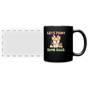 cute dogs for Easter Corgi - Full Colour Panoramic Mug - black - Front
