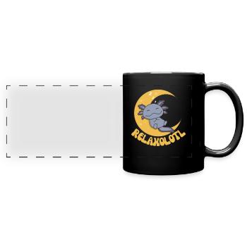 Relaxolotl Axolotl amoureux doux animaux relax - Mug panoramique uni - noir - Devant