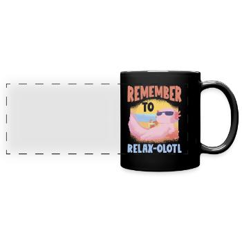 Relaxolotl Axolotl amoureux doux animaux relax - Mug panoramique uni - noir - Devant