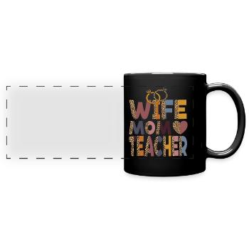 Mom Wife Teacher Mothers Day Best Mom Ever Loving - Mug panoramique uni - noir - Devant