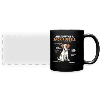 Dog Explanation Anatomy of Jack Russell - Full Colour Panoramic Mug - black - Front