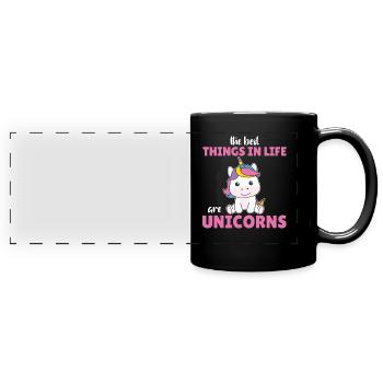 Les meilleures choses dans la vie sont les licornes animal mignon - Mug panoramique uni - noir - Devant