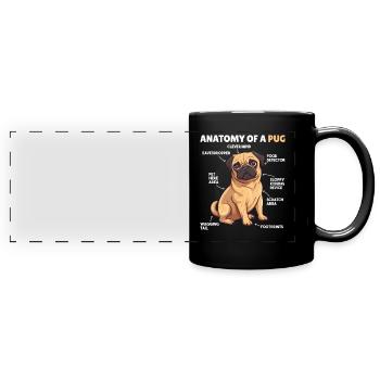 Dog Explanation Anatomy of a Pug - Full Colour Panoramic Mug - black - Front