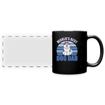 Meilleur chien au monde papa mignon Husky - Mug panoramique uni - noir - Devant