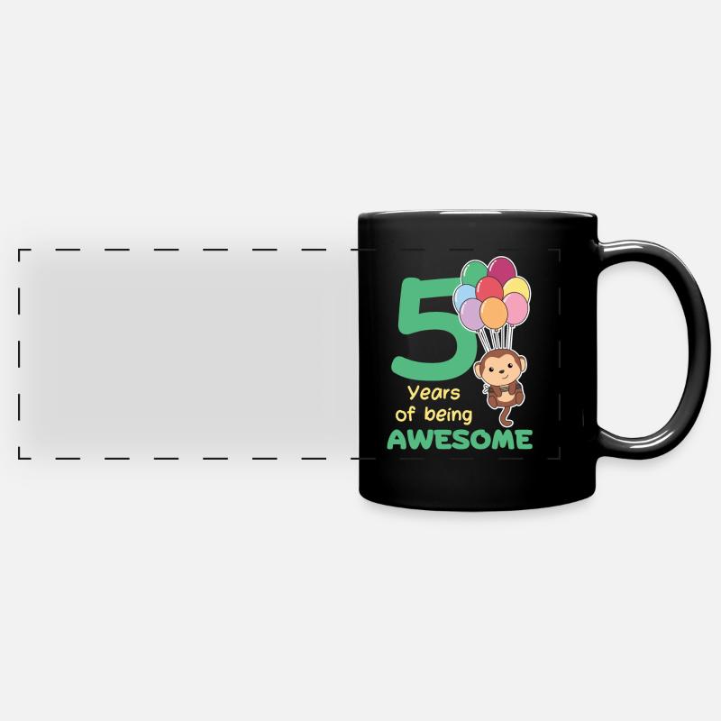 Singe pour les enfants de 5 ans - Mug panoramique uni - noir