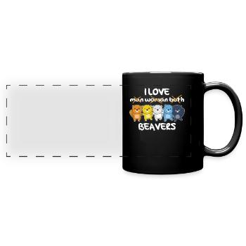 Aroace Flag Pride LGBTQ süße Biber - Panorama-Tasse farbig - Schwarz - Vorne