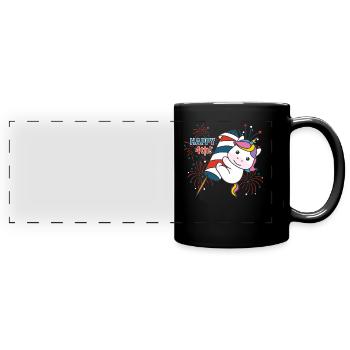 Unicorn for the Fourth of July Fireworks Rocket - Full Colour Panoramic Mug - black - Front