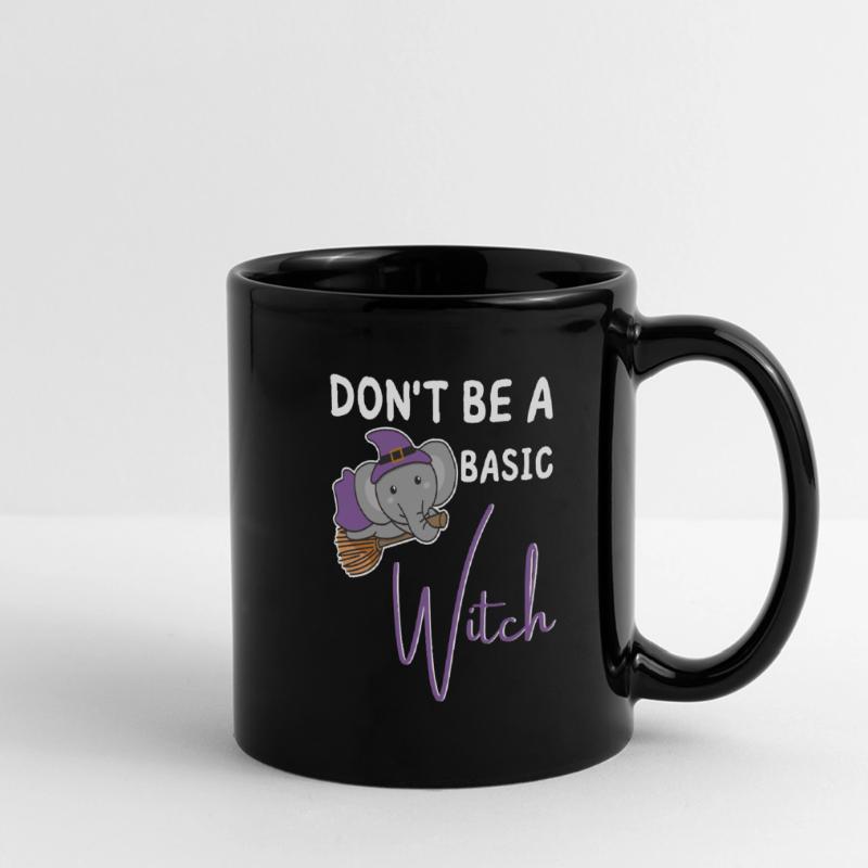 Elephant Halloween Witch don't be a basic witch Full Colour Panoramic Mug