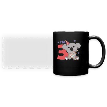Koala for third birthday for children 3 years - Full Colour Panoramic Mug - black - Front