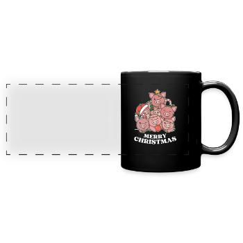 Joyeux cochon de Noël Cochons de la veille de Noël - Mug panoramique uni - noir - Devant