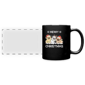 Joyeux Noël Carlin Chiens de la veille de Noël - Mug panoramique uni - noir - Devant