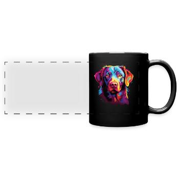 Watercolor Colorful Chesapeake Bay Retriever - Full Colour Panoramic Mug - black - Front