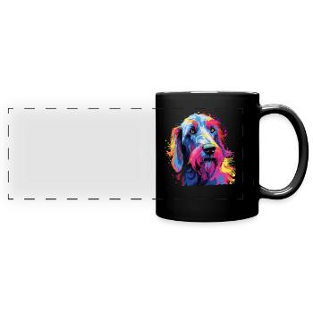 Aquarelle colorée Irish Wolfhound - Mug panoramique uni - noir - Devant