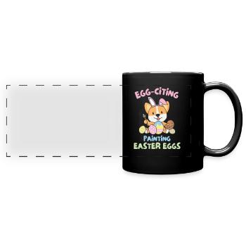 cute dogs for easter corgi - Full Colour Panoramic Mug - black - Front