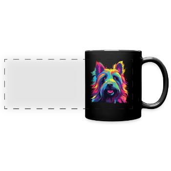 Aquarelle colorée Skye Terrier - Mug panoramique uni - noir - Devant