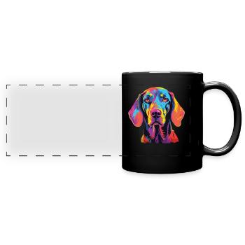 Wasserfarben Farbenfroher Finnischer Laufhund - Panorama-Tasse farbig - Schwarz - Vorne