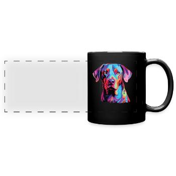 Watercolor Colorful Blue Lacy - Full Colour Panoramic Mug - black - Front