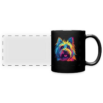 Aquarelle colorée Skye Terrier - Mug panoramique uni - noir - Devant