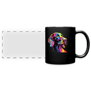 Wasserfarben Farbenfroher Finnischer Laufhund - Panorama-Tasse farbig - Schwarz - Vorne