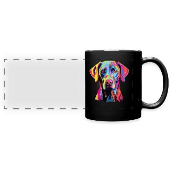 Watercolor Colorful Blue Lacy - Full Colour Panoramic Mug - black - Front
