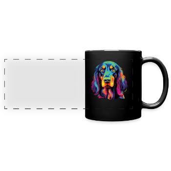 Wasserfarben Farbenfroher Gordon Setter - Panorama-Tasse farbig - Schwarz - Vorne