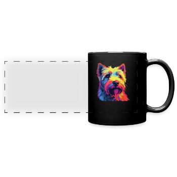 Aquarelle colorée Glen Of Imaal Terrier - Mug panoramique uni - noir - Devant
