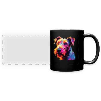 Watercolor Colorful Irish Terrier - Full Colour Panoramic Mug - black - Front