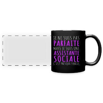 Je suis une assistante sociale humour cadeau - Mug panoramique uni - noir - Devant