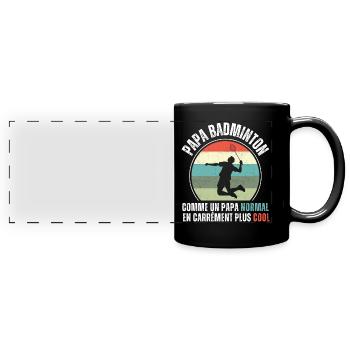 Papa badminton cadeau fête des pères vintage - Mug panoramique uni - noir - Devant