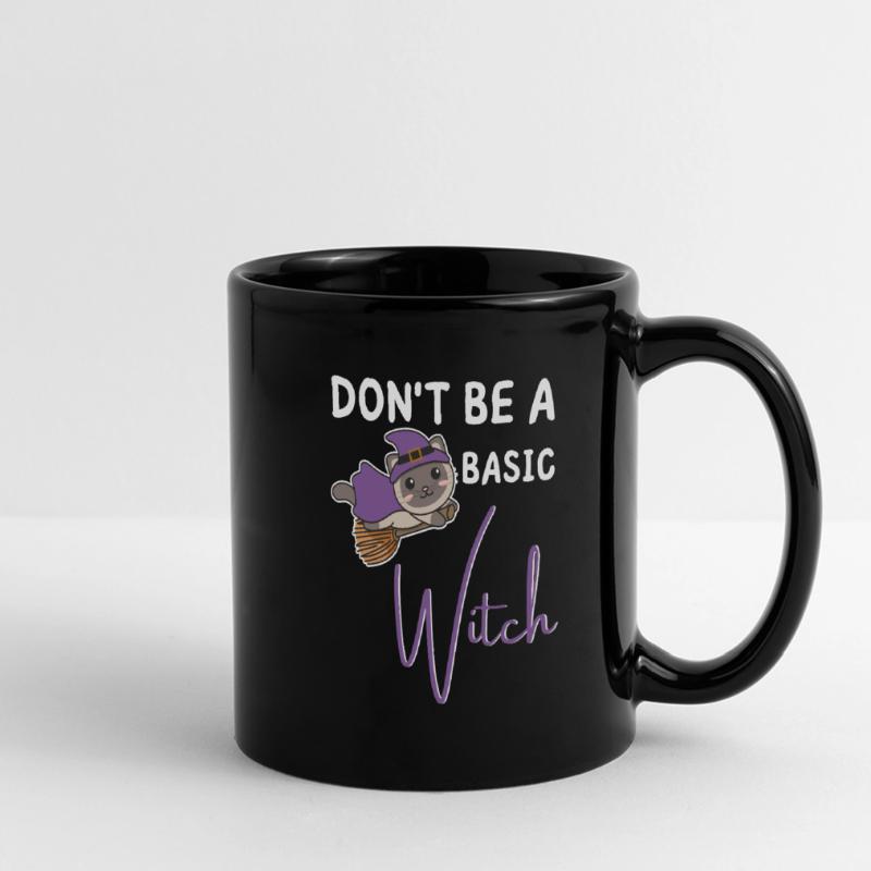 Cat Halloween Witch Witches don't be a basic witch Full Colour Panoramic Mug