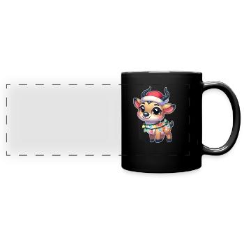 Weihnachten Lichterkette Saigaantilope - Panorama-Tasse farbig - Schwarz - Vorne