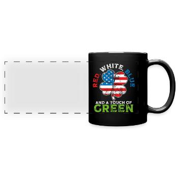 Rouge, blanc, bleu et une pointe de vert, irlandais - Mug panoramique uni - noir - Devant