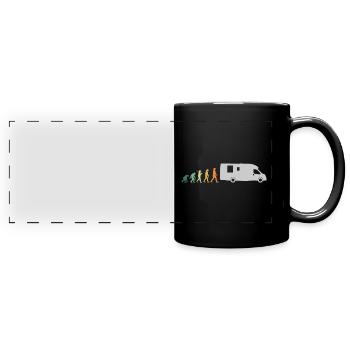 Camping Pensioner Retro Style - Evolution Grandpa - Full Colour Panoramic Mug - black - Front