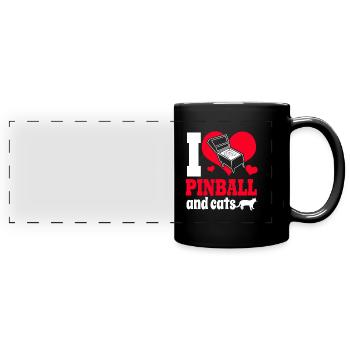 Flipper Pinball Flipperautomat Flipperhebel Game - Panorama-Tasse farbig - Schwarz - Vorne