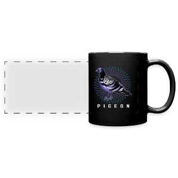 Taube - Panorama-Tasse farbig - Schwarz - Vorne