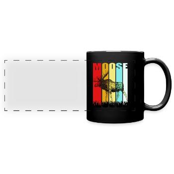 Elk Moose Deer Antler Reindeer Deer Gift - Full Colour Panoramic Mug - black - Front