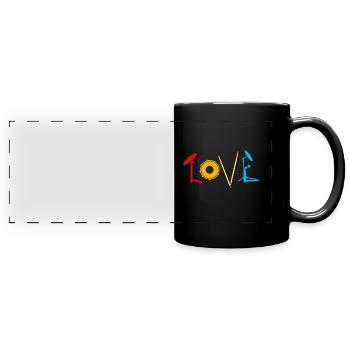 Schlagzeug - Panorama-Tasse farbig - Schwarz - Vorne