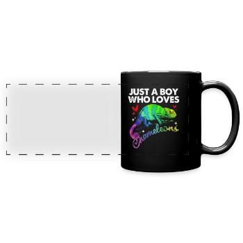 Chamäleon - Panorama-Tasse farbig - Schwarz - Vorne