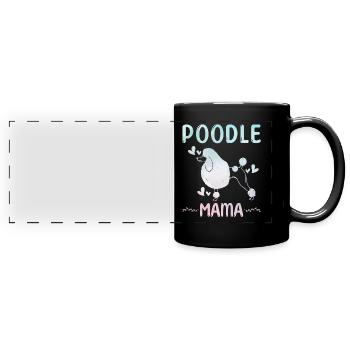 Pudel Mama Hund Niedlicher Pudel - Panorama-Tasse farbig - Schwarz - Vorne