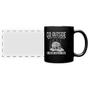 Camping Bear Outdoor Joke Camper Humor - Full Colour Panoramic Mug - black - Front