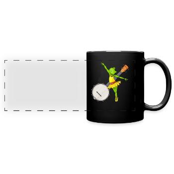 Ballet Dancing Frog Banjo Bluegrass Music - Full Colour Panoramic Mug - black - Front