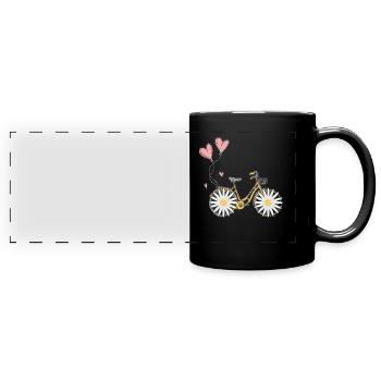 Daisy Bike Frauen Blume Fahrrad Garten - Panorama-Tasse farbig - Schwarz - Vorne