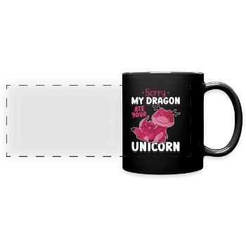 Drachenliebhaber Lustiger Einhorn-Witz - Panorama-Tasse farbig - Schwarz - Vorne