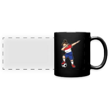 Dabbing Fußballspieler Mädchen Niederlande Fußball - Panorama-Tasse farbig - Schwarz - Vorne