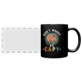 Sympathique amoureux des animaux Happy Capybara - Mug panoramique uni - noir - Devant