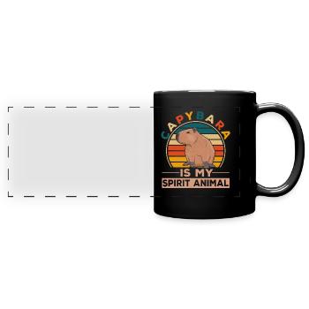 Sympathique amoureux des animaux Happy Capybara - Mug panoramique uni - noir - Devant