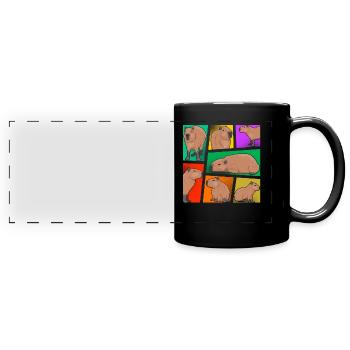 Capybara Pop Art Coloré Rongeur Animal Amour - Mug panoramique uni - noir - Devant