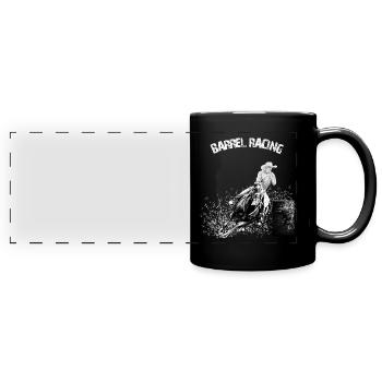 BARREL RACING, BARREL RACER MÄDCHEN - SCHWARZES SHIRT - Panorama-Tasse farbig - Schwarz - Vorne
